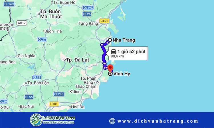 Từ Nha Trang đi Vĩnh Hy bao nhiêu km